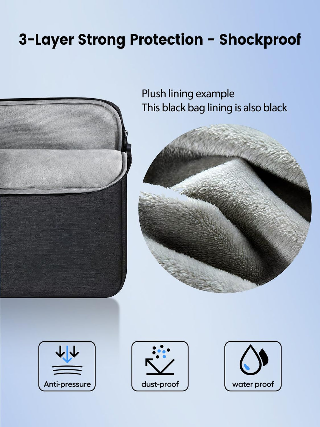 EVICIV 16.1 Inch Sleeve Case Built-in Soft Lining Padded Zipper, Durable Handle-Waterproof Protective Laptop Bag Compatible with Laptop/Portable Monitor/Notebook/Tablet for 15.6 Inch Accessory Storage