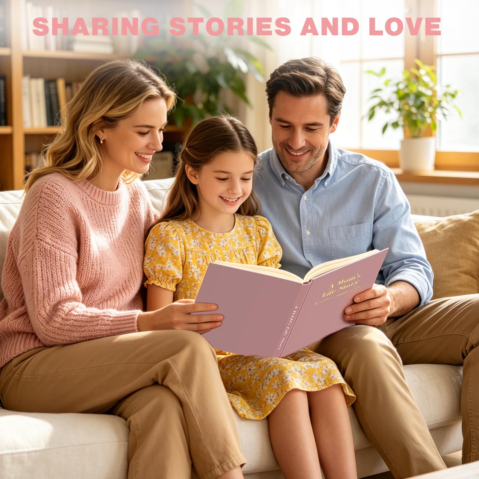 Mom's & Dad's Life Story Journals,Leather Hardcover Journals,300+ Guided Questions,Family Keepsake Book,Share Memories,Gift for Parents on Mother’s Day, Father’s Day, Christmas & Birthdays(Pink+Blue)