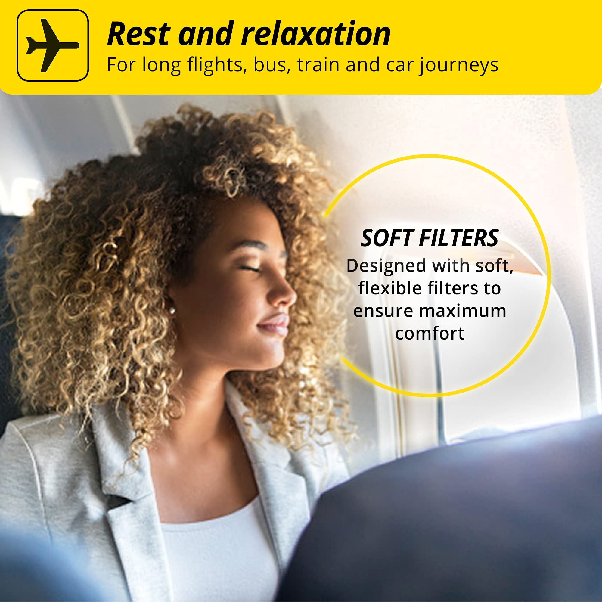 Alpine FlyFit - Earplugs for Pressure Relief & Preventing Ear Pain While Flying - Airplane Travel Essentials - Comfortable Reusable Hypoallergenic Earplugs With Ultra Soft Filter