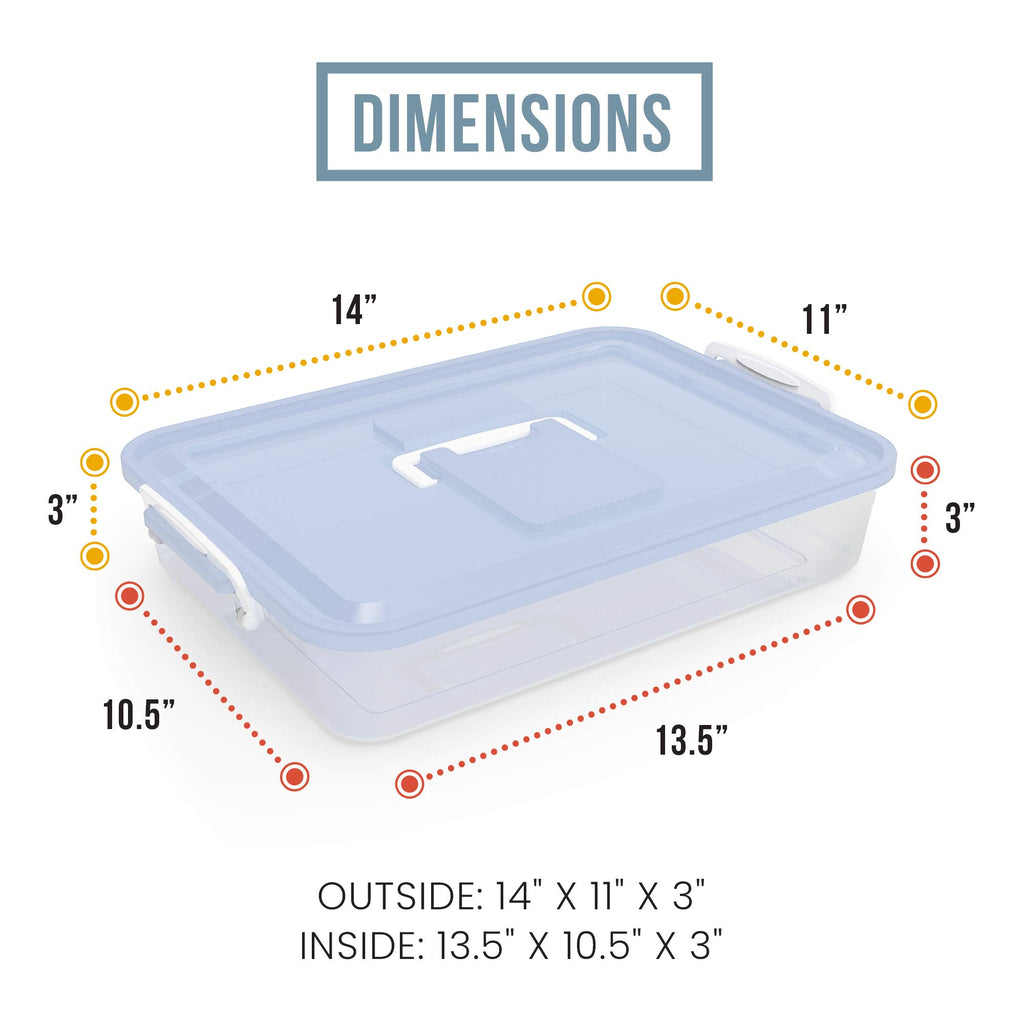 Chef Pomodoro Pizza Dough Proofing Box, Pizza Dough Container, Household Pizza Dough Tray With Convenient Carry Handle (Blue)