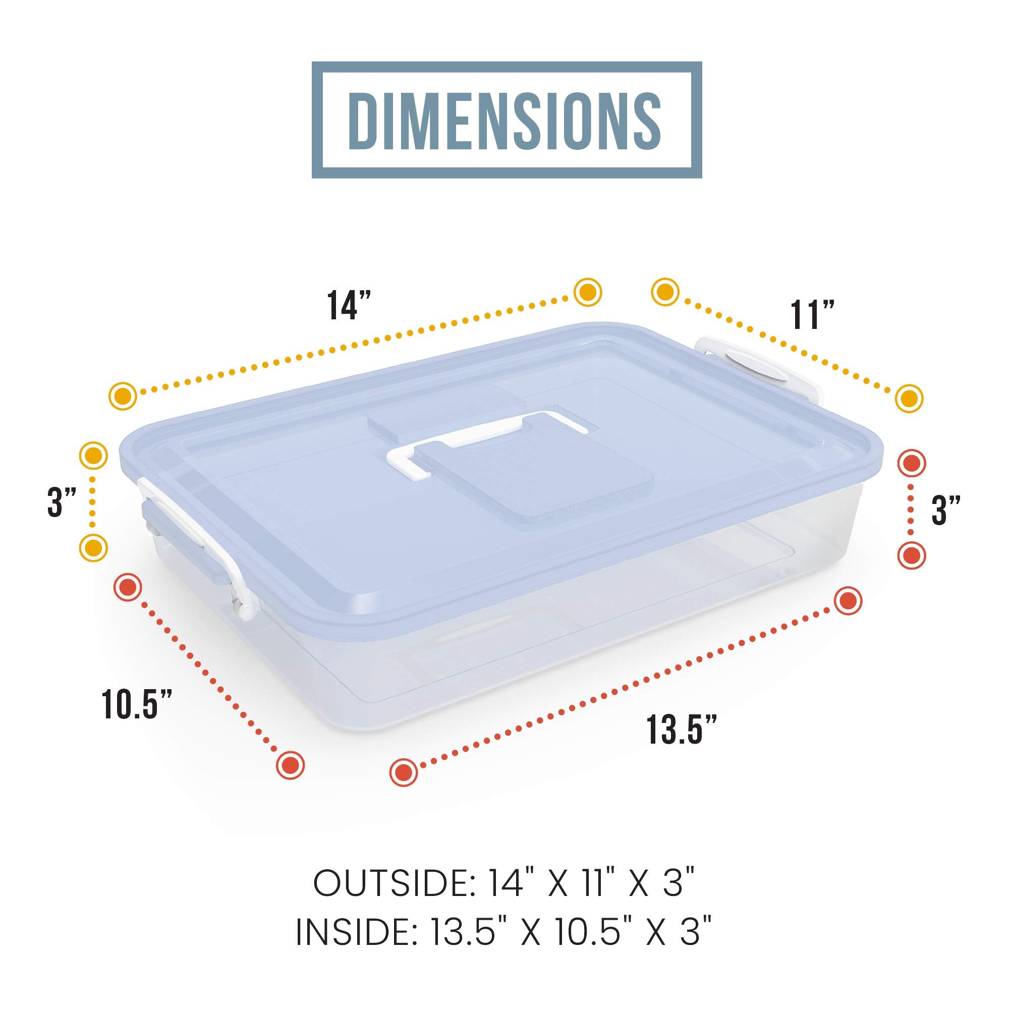 Chef Pomodoro Pizza Dough Proofing Box, Pizza Dough Container, Household Pizza Dough Tray With Convenient Carry Handle (Blue)