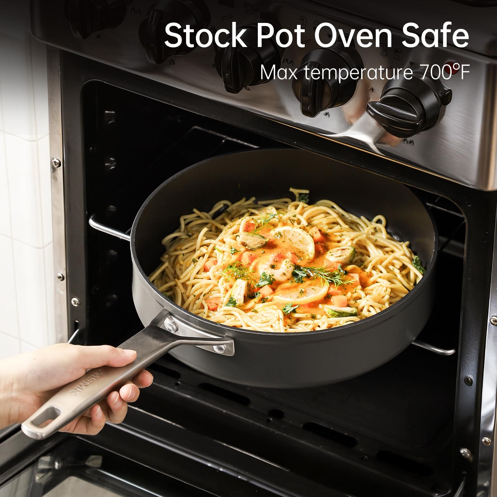 MSMK Small Egg Frying Pan, 7 inch Induction Non Stick Skillet Pan Grey, Oven Safe to 700℉ Cooking Pan Suitable for All Stoves