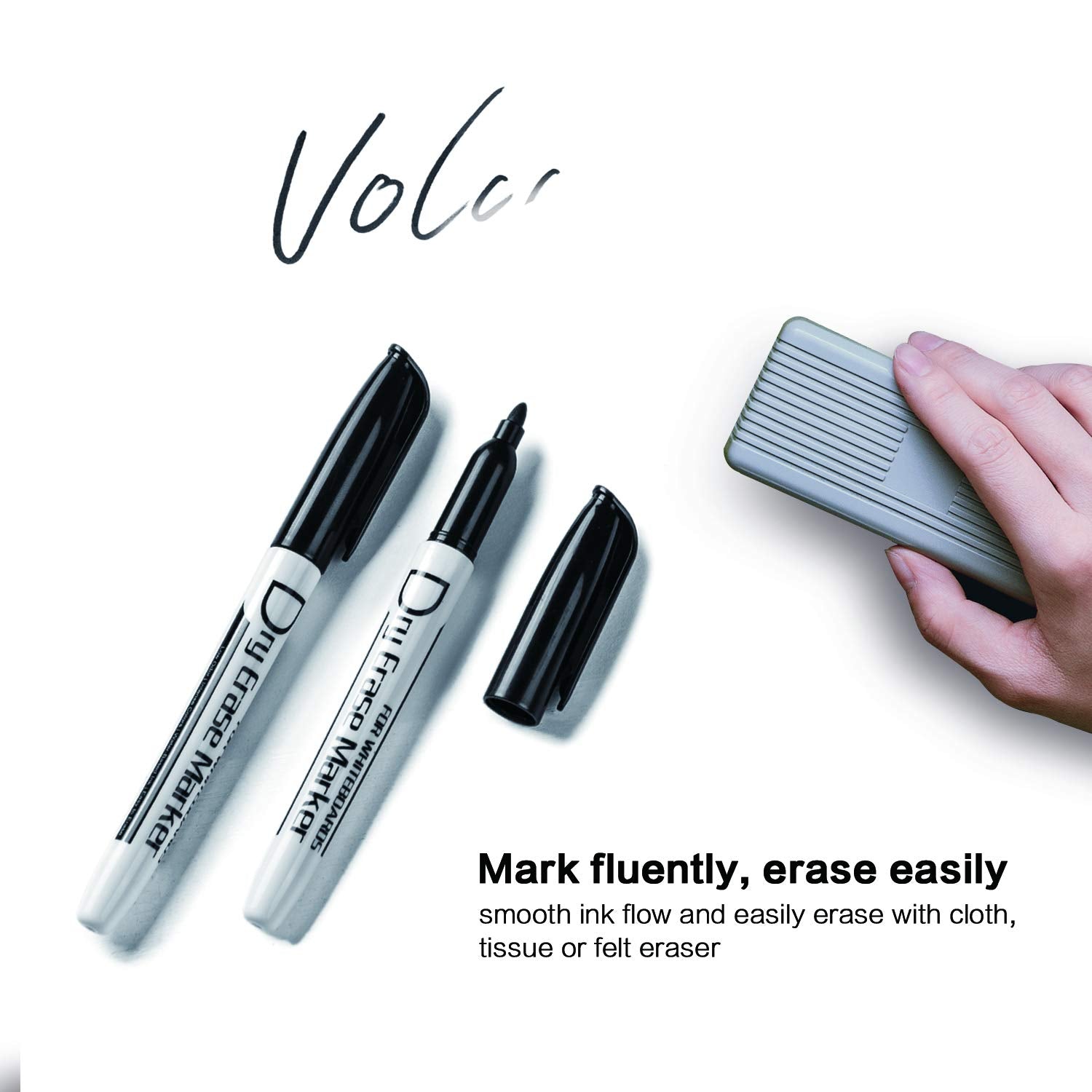 Black Dry Erase Markers Low Odor Fine Whiteboard Markers Thin Box of 30 markers