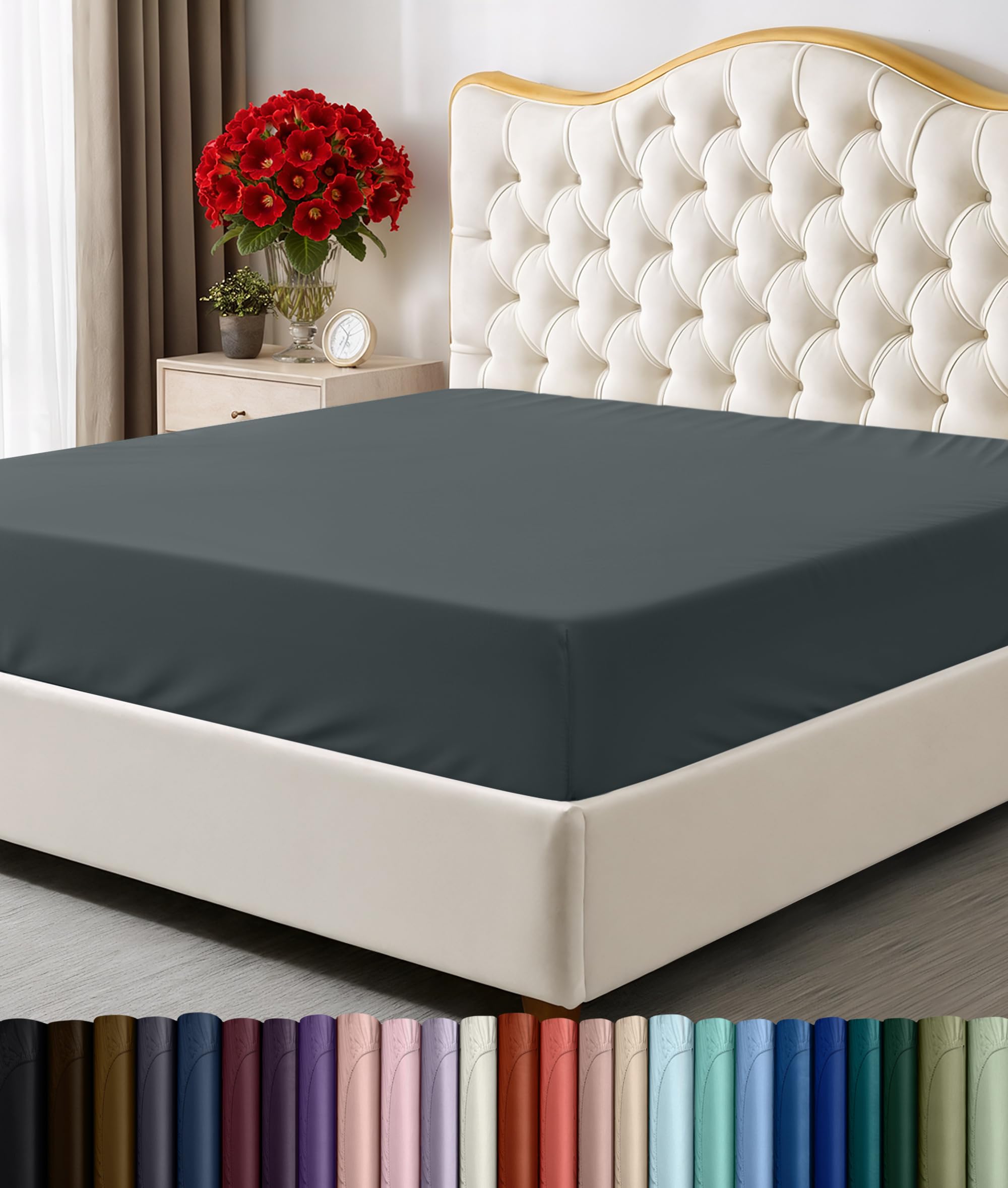 Utopia Bedding Queen Fitted Sheet - Bottom Sheet - Deep Pocket - Soft Microfiber -Shrinkage and Fade Resistant-Easy Care -1 Fitted Sheet Only (Grey)