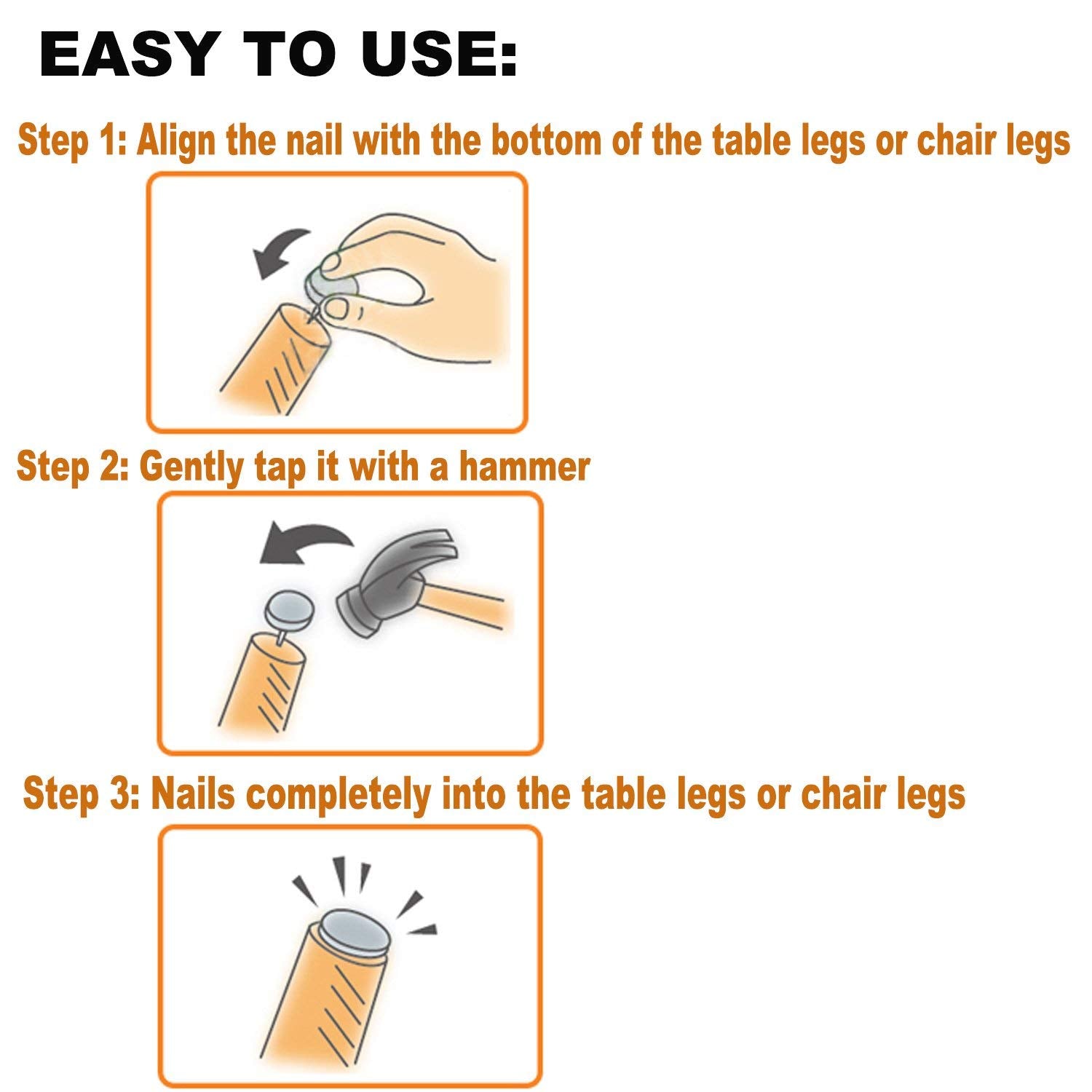 40pcs Round Heavy Duty Nail-on Anti-Sliding Felt Pad for Furniture Chair Table Leg Feet Floor Protectors (Black 28mm)