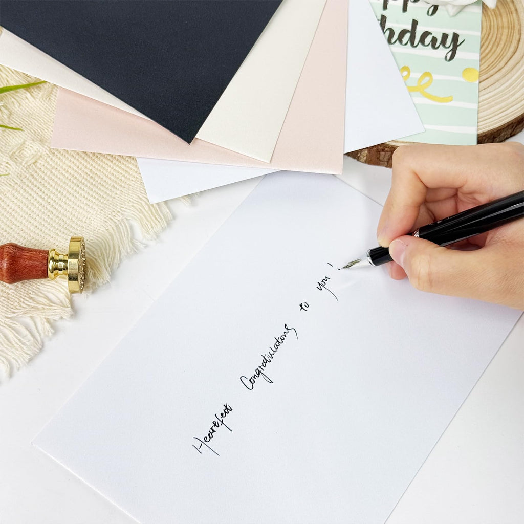 50 PCS Pearl Pink A7 Envelopes with Stickers, Shimmering 5x7 Envelopes for Invitations, Great for Wedding Invitation Cards, Birthday RSVP, Graduation, Baby Shower 5.25 x 7.25 inches