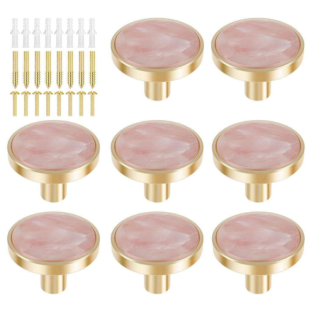 LYIYEYAN 8Pcs Drawer Knob Set, Zinc Alloy Dresser Pull with Screws, Decorative Drawer Handle, Exquisite Furniture Knob for Closet Dresser Door(Pink)