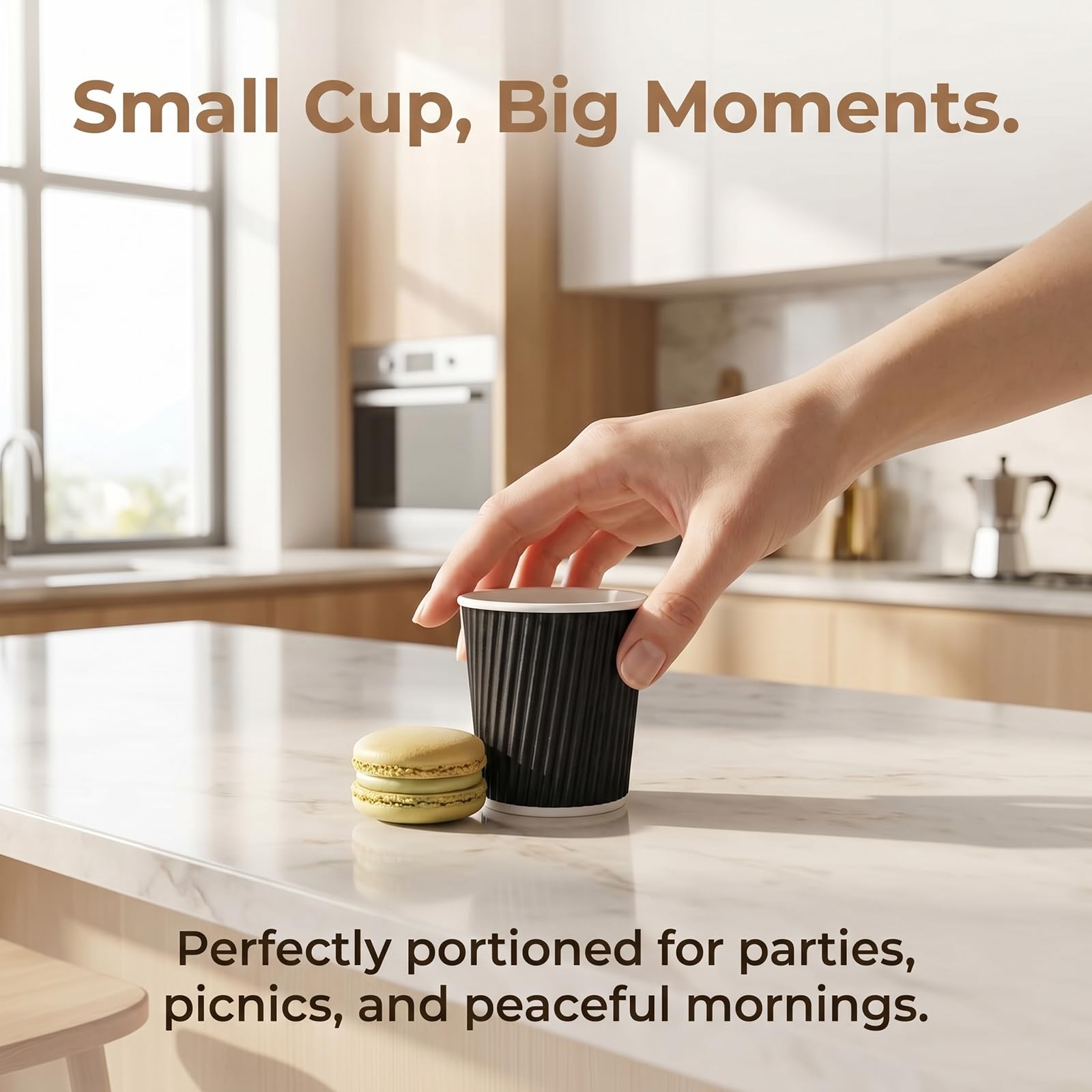Nicunom 250 Pcs Disposable Espresso Cups 4 oz, Premium Insulated Paper Espresso Cup Corrugated Disposable Coffee Cups Small Ripple Wall Hot Cup for Hot Beverage or Cold Drinks