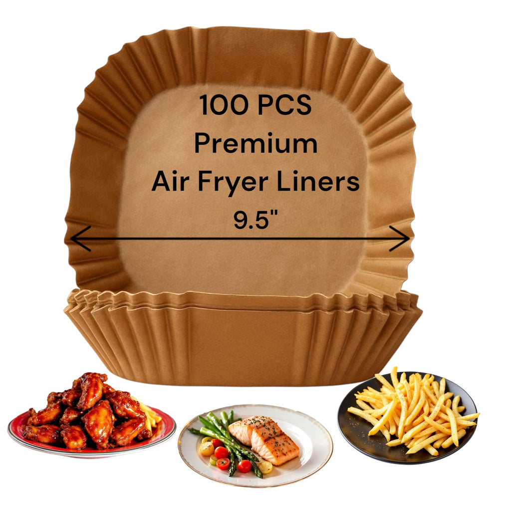 100 Air Fryer Liners - 8" x 8" Non-Stick Parchment Liners and Baking Paper Inserts for 5-8 Quart Air Fryers and 9" Square Pans and Casserole Dishes. from KOOL-EEZ Kitchen