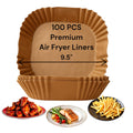 100 Air Fryer Liners - 8" x 8" Non-Stick Parchment Liners and Baking Paper Inserts for 5-8 Quart Air Fryers and 9" Square Pans and Casserole Dishes. from KOOL-EEZ Kitchen