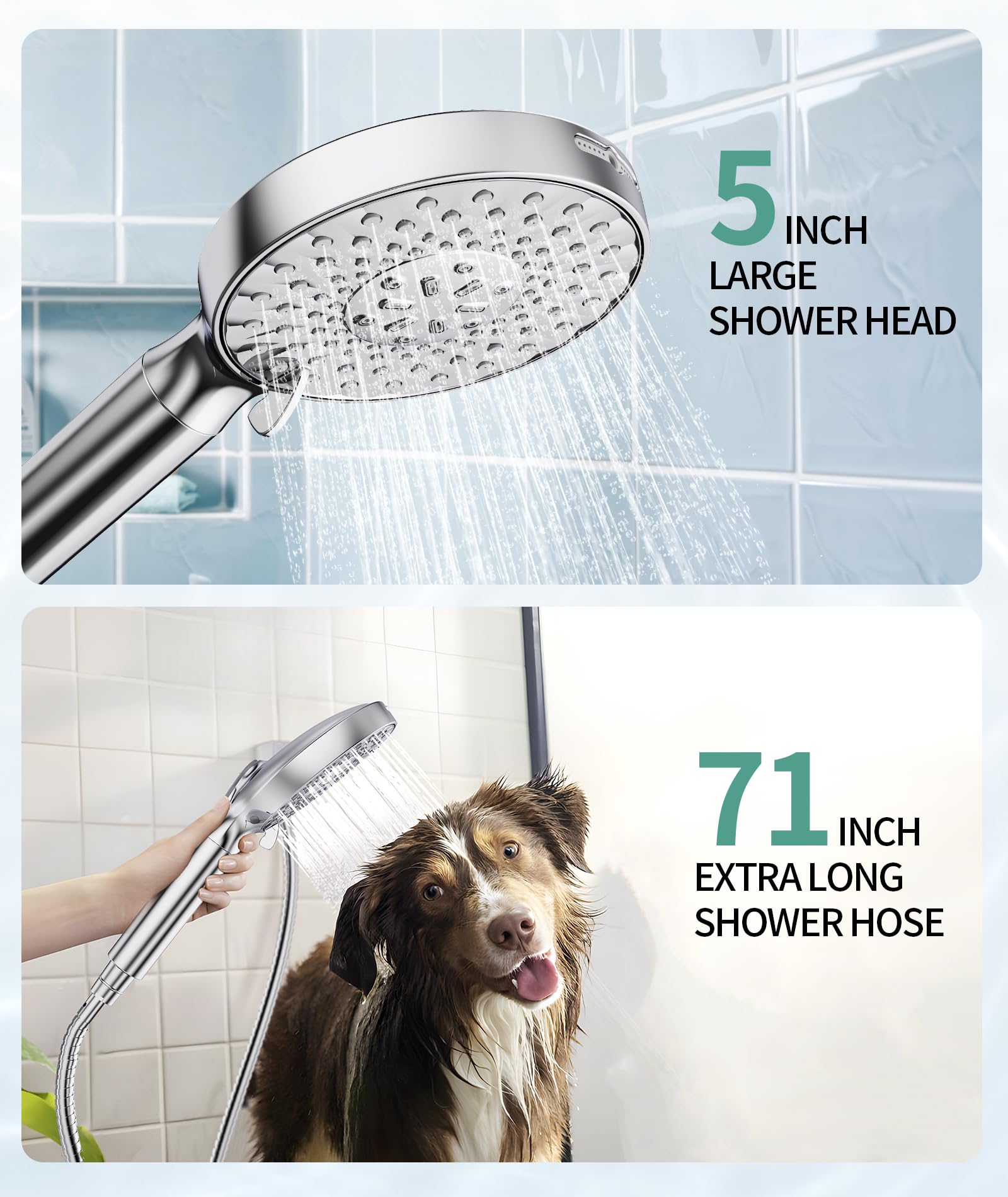Filtered Shower Head with Handheld, High Pressure 9 Spray Mode Chrome Showerhead with Filters,Detachable Shower Head,Water Softener Filters Beads for Hard Water -Remove Chlorine