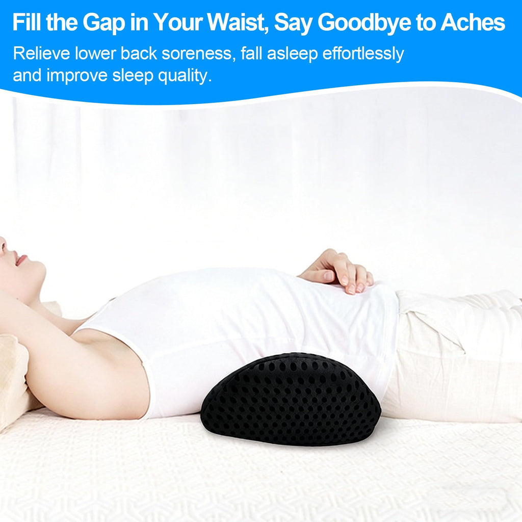 Lumbar Support Pillow, Memory Foam Cushion, Relieves Back Pain, Provides Strong Support, Ergonomic Lumbar Pad for Cars, Airplanes, and Office Chairs (Black)