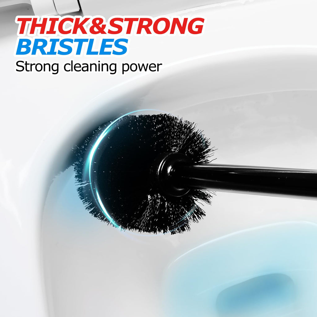 FORASTO 2 in 1 Toilet Brush and Plunger Set, Extended Handle, Bathroom Cleaning Tools, Toilet Bowl Brush and Plungers Combo, Bathroom Cleaning Supplies, Charcoal