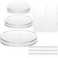 Coloch 11 Pieces 6.25/8.25/10.25 Inch Acrylic Cake Discs Set, Clear Cake Decorating Supplies with 6 Acrylic Discs, 2 Icing Scraper and 3 Center Dowel for 3 Tier Cake Making, Serving Bake Goods