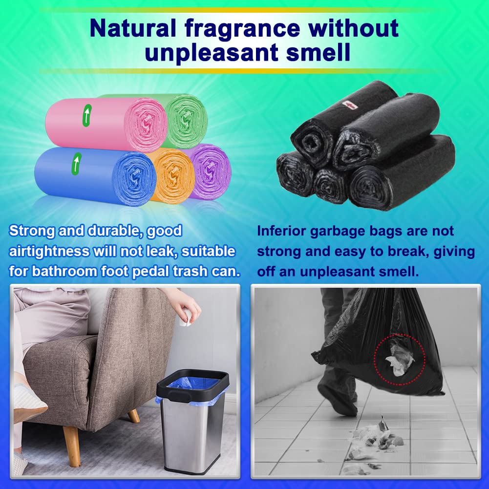 1.5gal Small Trash Bags AOSULI 200 Counts Garbage Bags Colourful Bin Liners for Home Office, Lawn,Bathroom,Toilet Wastebasket (Fits 0.8,1.5,1.2 Gal Gallon Bins)