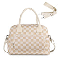 FITDON Insulated Lunch Bag for Women Men, Large Lunch Box Container Leakproof Corduroy Cooler Bag Lunch Tote Bag for Work Picnic, Light Checkerboard