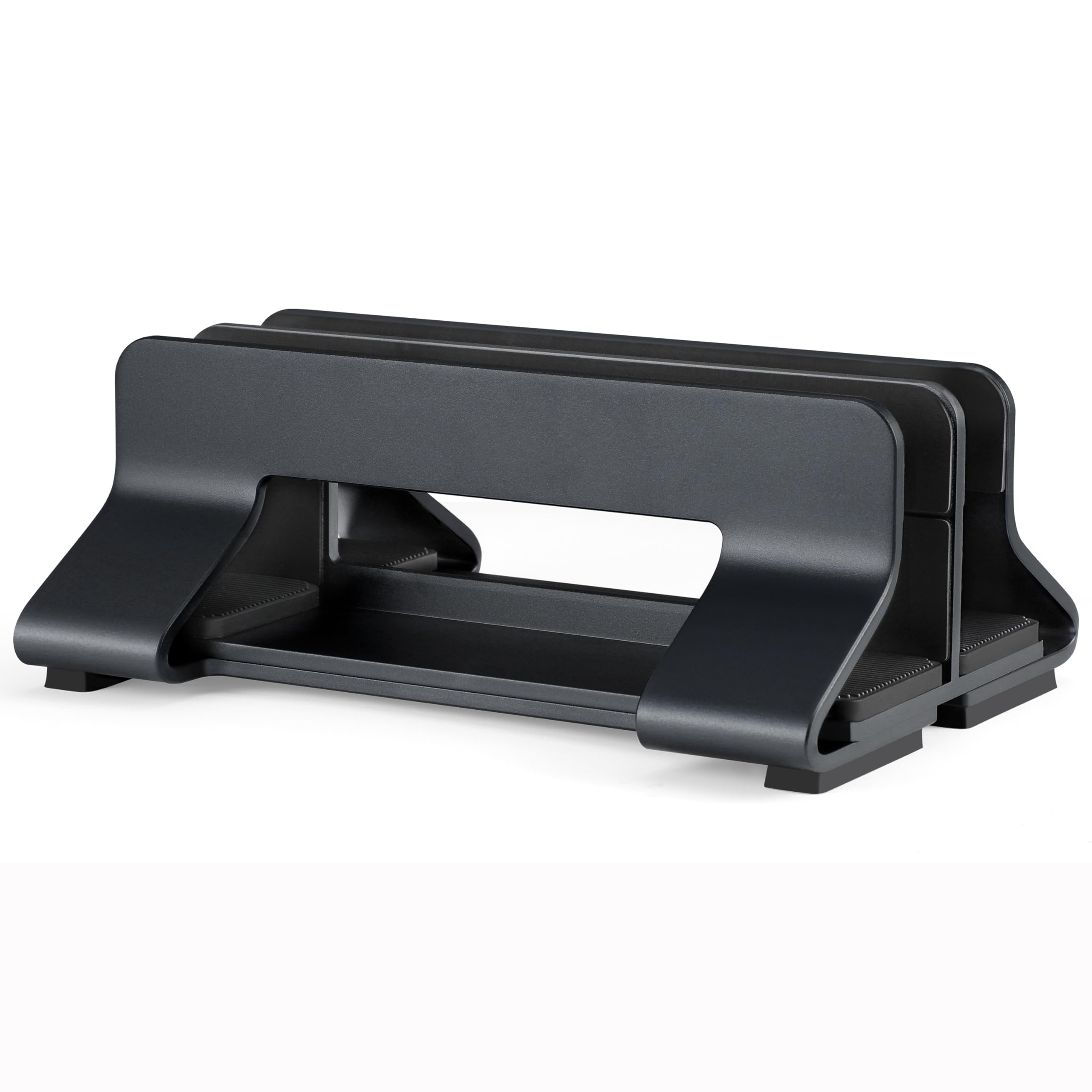 Psitek Aluminum Dual Vertical Laptop Stand Dock Holder, Supports 2 Devices, Adjustable Slot Width 12-36mm, Space-Saving Upright Storage for MacBook and Laptops