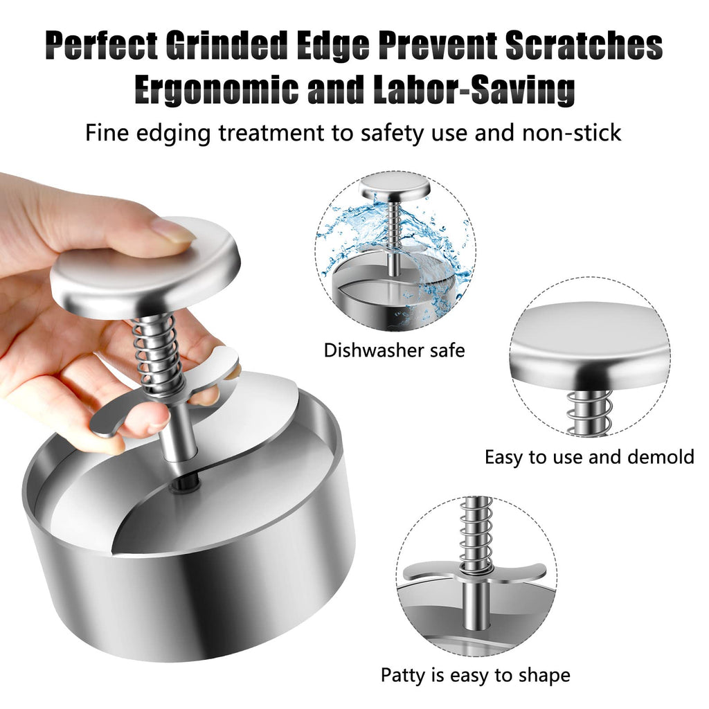 TIANTOU Burger Press, Adjustable Hamburger Meat Press, 304 Stainless Steel Non Stick Patty Press, BPA Free, Suitable for Beef, Burgers and Cooking, Ideal for BBQ and Homemade Hamburger