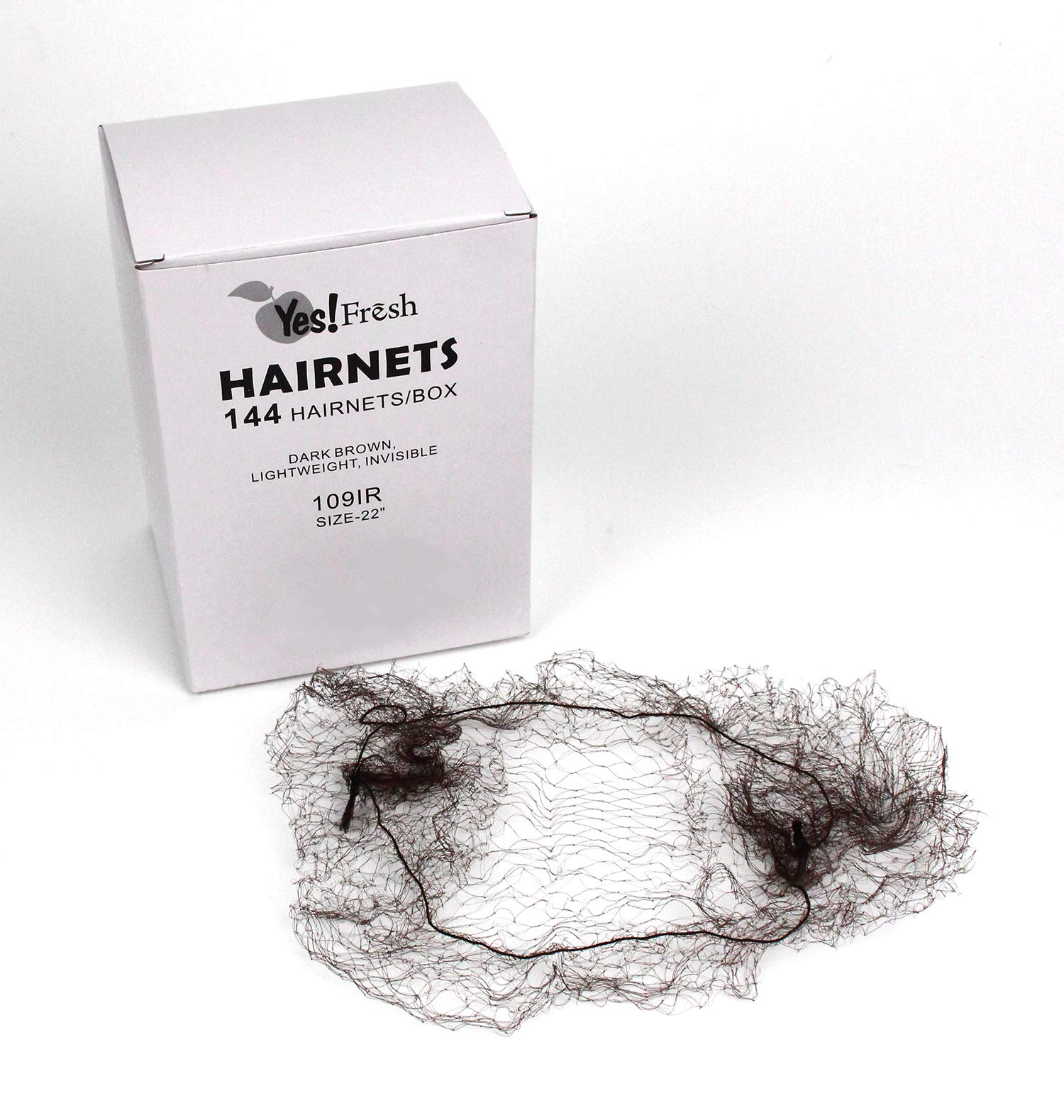 Yes!Fresh Hair Net 144Pcs, Lightweight, 22" Hair Nets Elasticity Invisible Elastic Mesh for Food Service, Ballet Bun, Sleeping, Women and Wig, Nylon Invisible Hairnet(Brown)