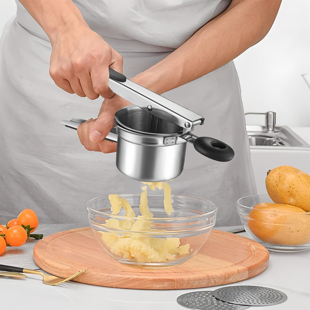 Potato Ricer, Large Stainless Steel Ricer for Potatoes, Potato Masher Heavy Duty for Mashed Potatoes, Strain Vegetables