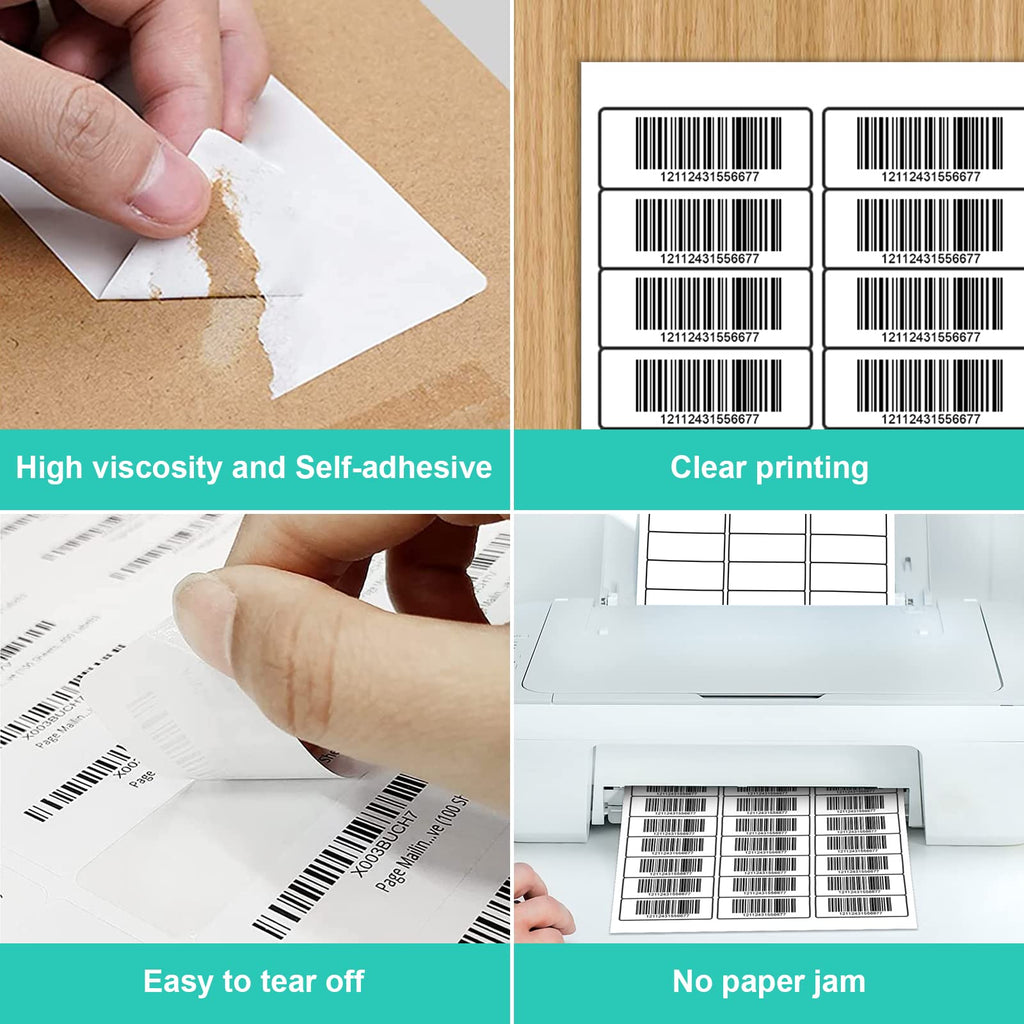 100 Sheets 3000 Labels LabelMore 30 up Labels 1" X 2-5/8" Shipping Labels Self Adhesive for Laser and Inkjet Printers 8.5" x 11" White.