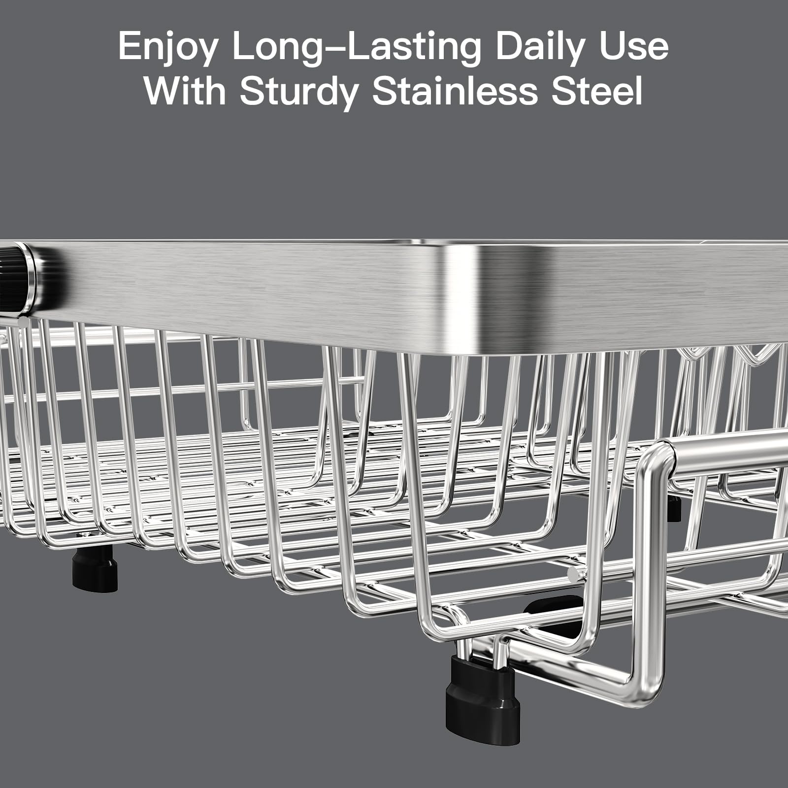 MAJALiS Dish Drying Rack in Sink, Expandable Stainless Steel Over Sink Dish Rack, Adjustable Capacity Dish Strainers for Kitchen Sink Counter with Utensil Holder, Silver
