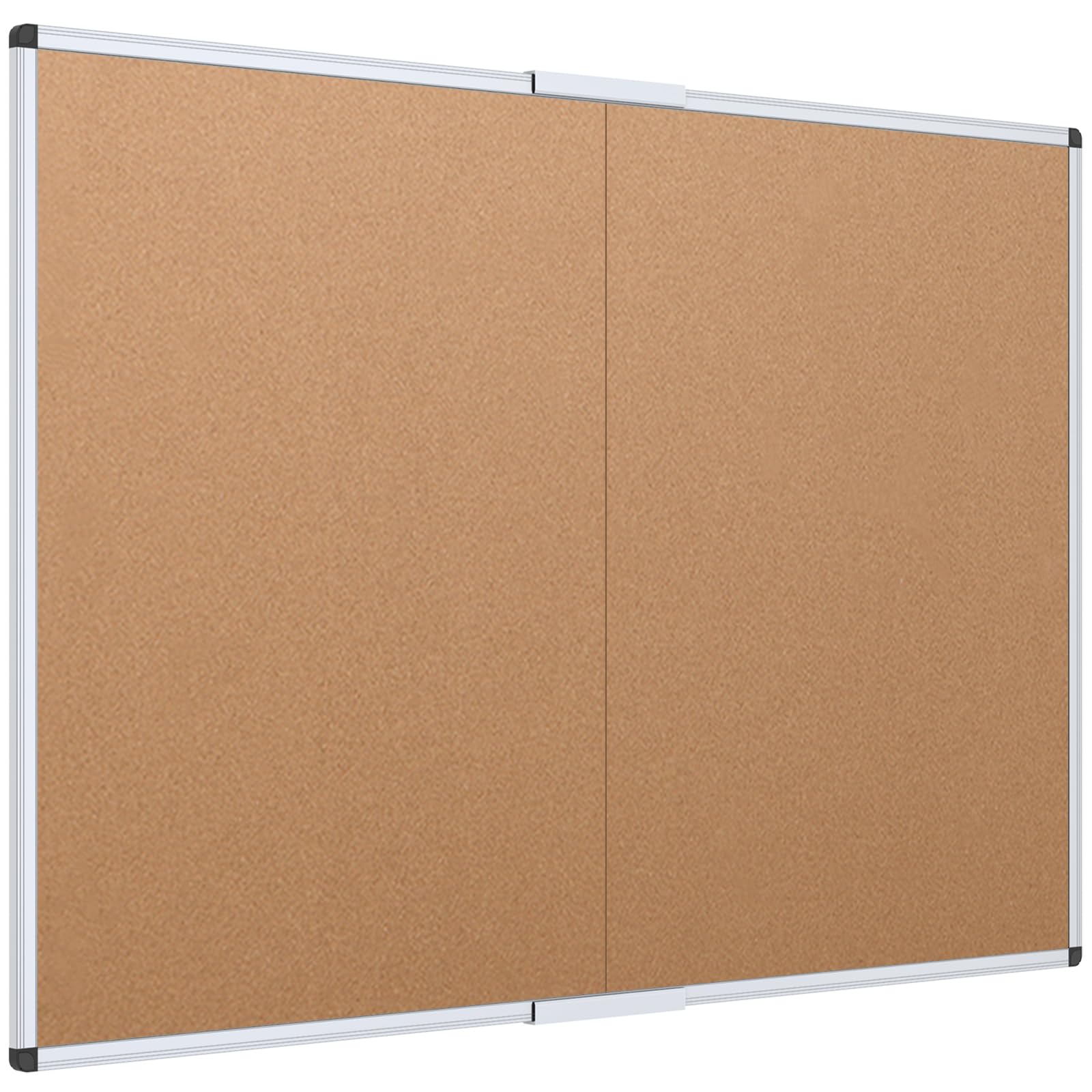 VIZ-PRO Cork Bulletin Board/Foldable Noticeboard, 36 X 24 Inches, Silver Aluminium Frame
