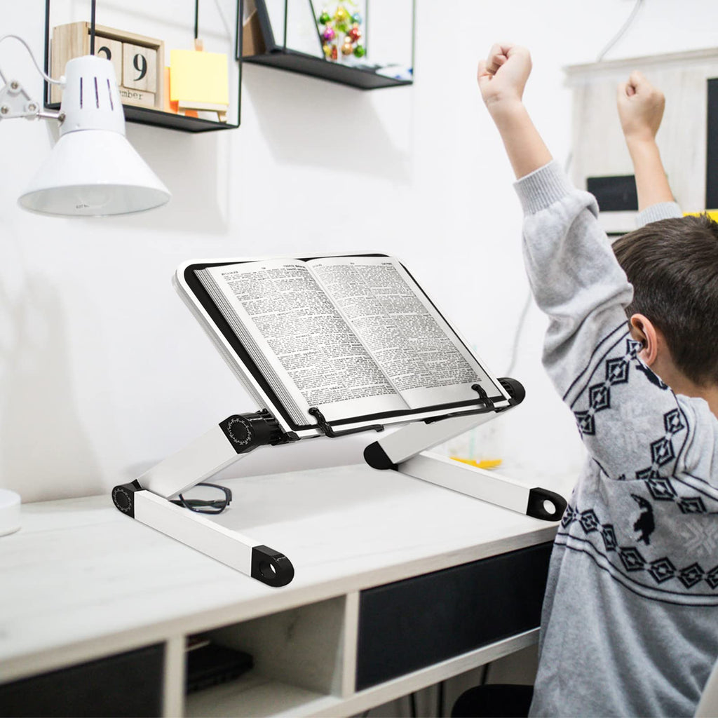 Adjustable Book Stand,Bigger Size and More Load-Bearing Aluminum Book Holders for Reading Hands Free,Ergonomic Book Holder for Tablets, Magazines, Documents