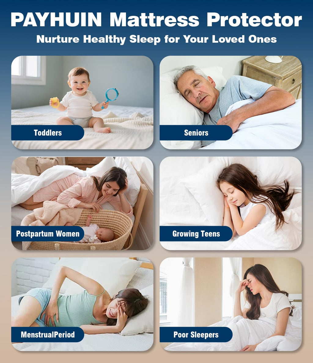 PAYHUIN Waterproof Mattress Protector Twin Size, Soft Breathable Mattress Pad with Deep Pocket 8"-21", Noiseless 3D Air Fabric Cooling Mattress Cover for Bed, Machine Washable, White