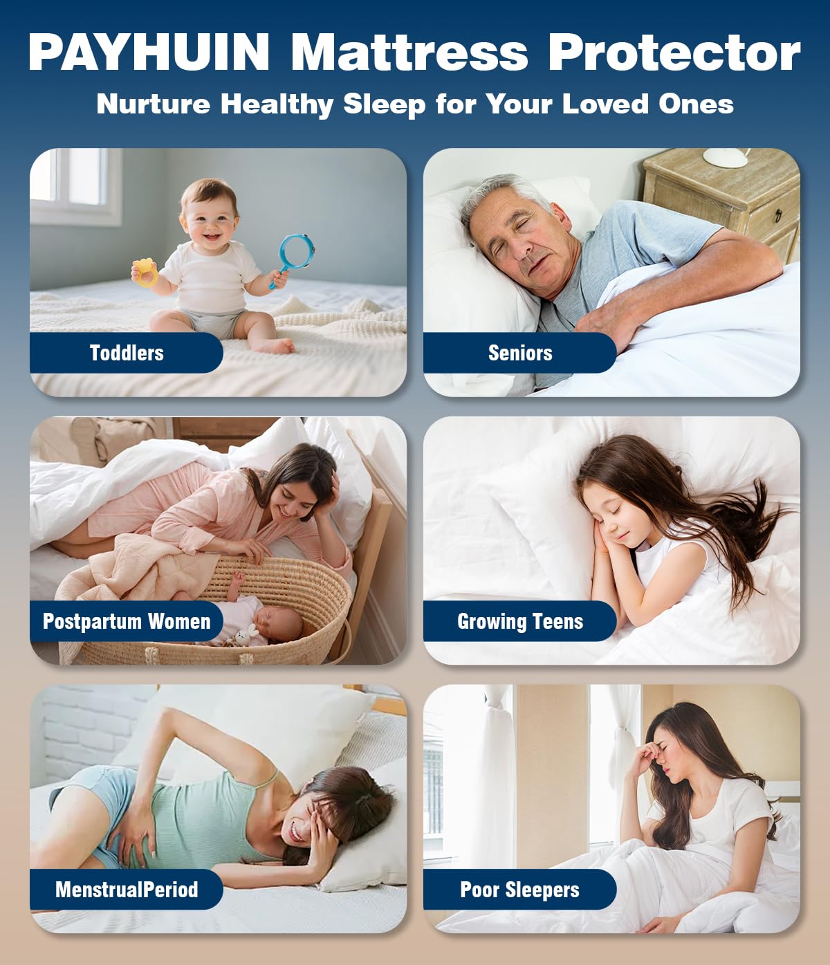 PAYHUIN Waterproof Mattress Protector Twin Size, Soft Breathable Mattress Pad with Deep Pocket 8"-21", Noiseless 3D Air Fabric Cooling Mattress Cover for Bed, Machine Washable, White