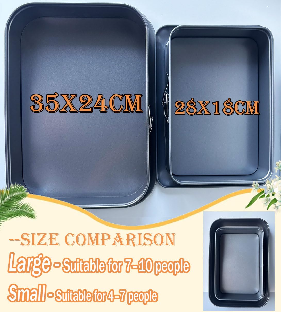 Large Springform Cake Pan Non-Stick, 14 x 9.5 Inch Rectangle Cheesecake Pan, Tiramisu Bakeware with Removable Bottom Baking Pan Mold Leakproof (14 x 9.5 Inch)