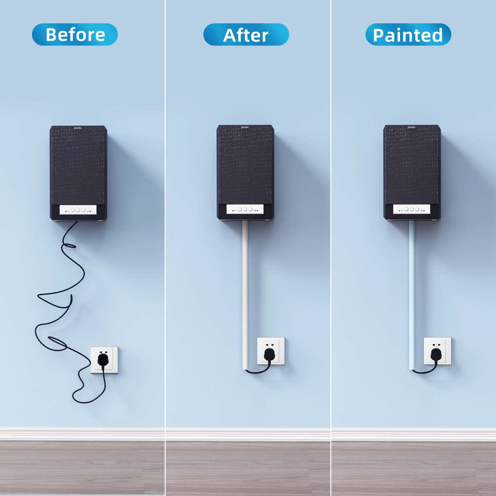 Yecaye 9 Pack Cord Hider, 128in Cord Cover for 1 Wire, On-Wall Cable Concealer Channel, Tape Wire Hider, Cable Cover Cable Management for Home Office, W0.5in H0.31in, White