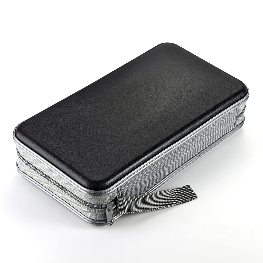 LIOVODE DVD Case, 96 Capacity CD Case Media Storage Holder Wallet Disc Collection Hard Plastic Booklet Organizer for Car (Black)