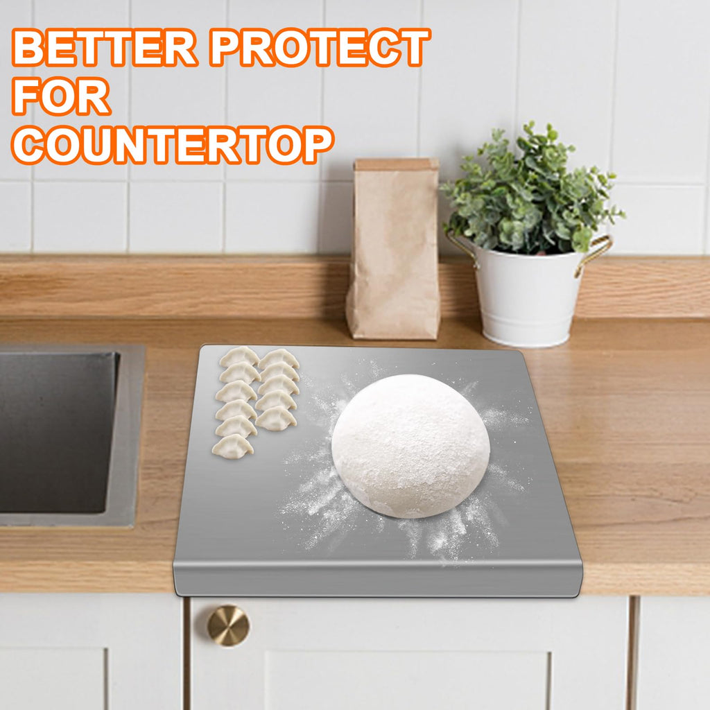 Stainless Steel Cutting Board with 2 Pack Non-Slip Mats, Yoposeo Heavy Duty Baking Cutting Chopping Boards for Kitchen, Meat, Fruits, Vegetables, Bread and Baking (11.8" X 11.8"/ 30 X 30cm)