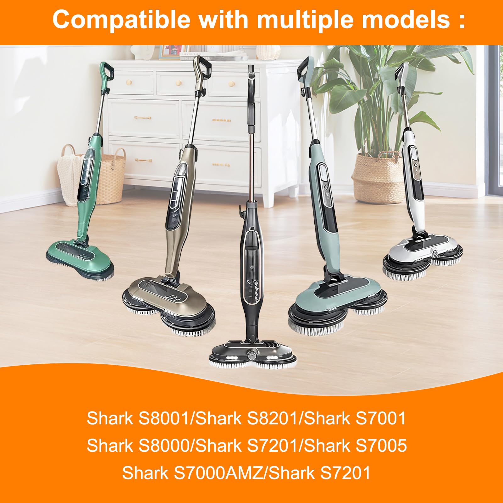 2 Pack S7001 Upgraded Mop Pad Replacement Brush Heads for Shark Steam Mop Pads Compatible with Shark S8201/S7000Series | for Deep Cleaning Hard Floors (2 Red Brush)