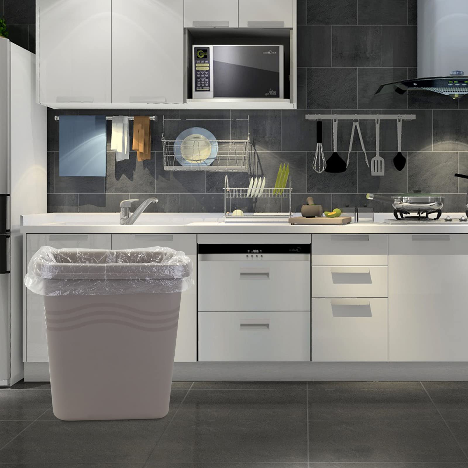 Ponpong 13 Gallon Tall Kitchen Trash Bags, 50 L Large Garbage Bags, Bin Liners, Clear, 150 Counts/6 Rolls