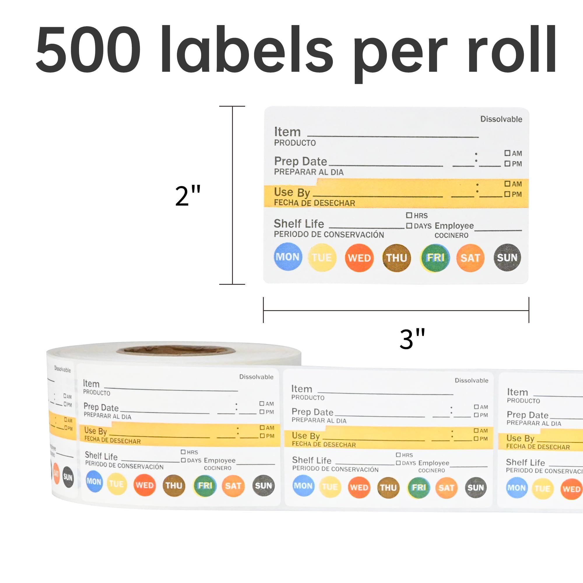 L LIKED 2x3 Inches Dissolvable Food Rotation Labels, 500 Pcs Dissolved Freezer Labels for Storage Containers, Canning, Jam Jar, Mason Jars