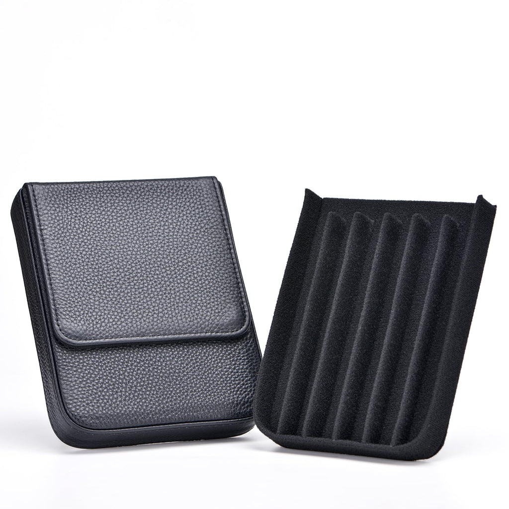 Lanxivi Fountain Pen Cover Genuine Leather Organizer Portable Pen Pouch Drawer Style, Black-6 Slots, 6 Slot, 6 Slots