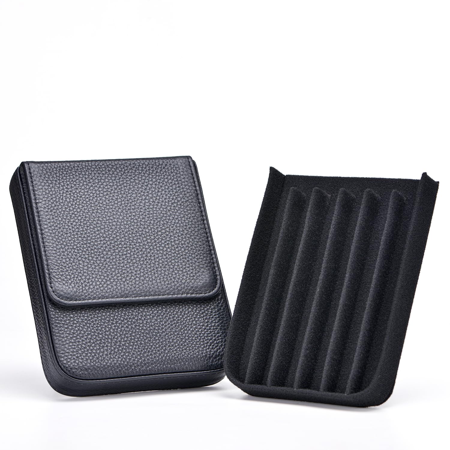 Lanxivi Fountain Pen Cover Genuine Leather Organizer Portable Pen Pouch Drawer Style, Black-6 Slots, 6 Slot, 6 Slots