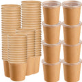 HningBuyox 80 Pack Paper Food Containers with Lids, 16 Oz to Go Hot Soup Bowls, Disposable Ice Cream Take Out Cups for Christmas Thanksgiving Microwavable Safe, Brown
