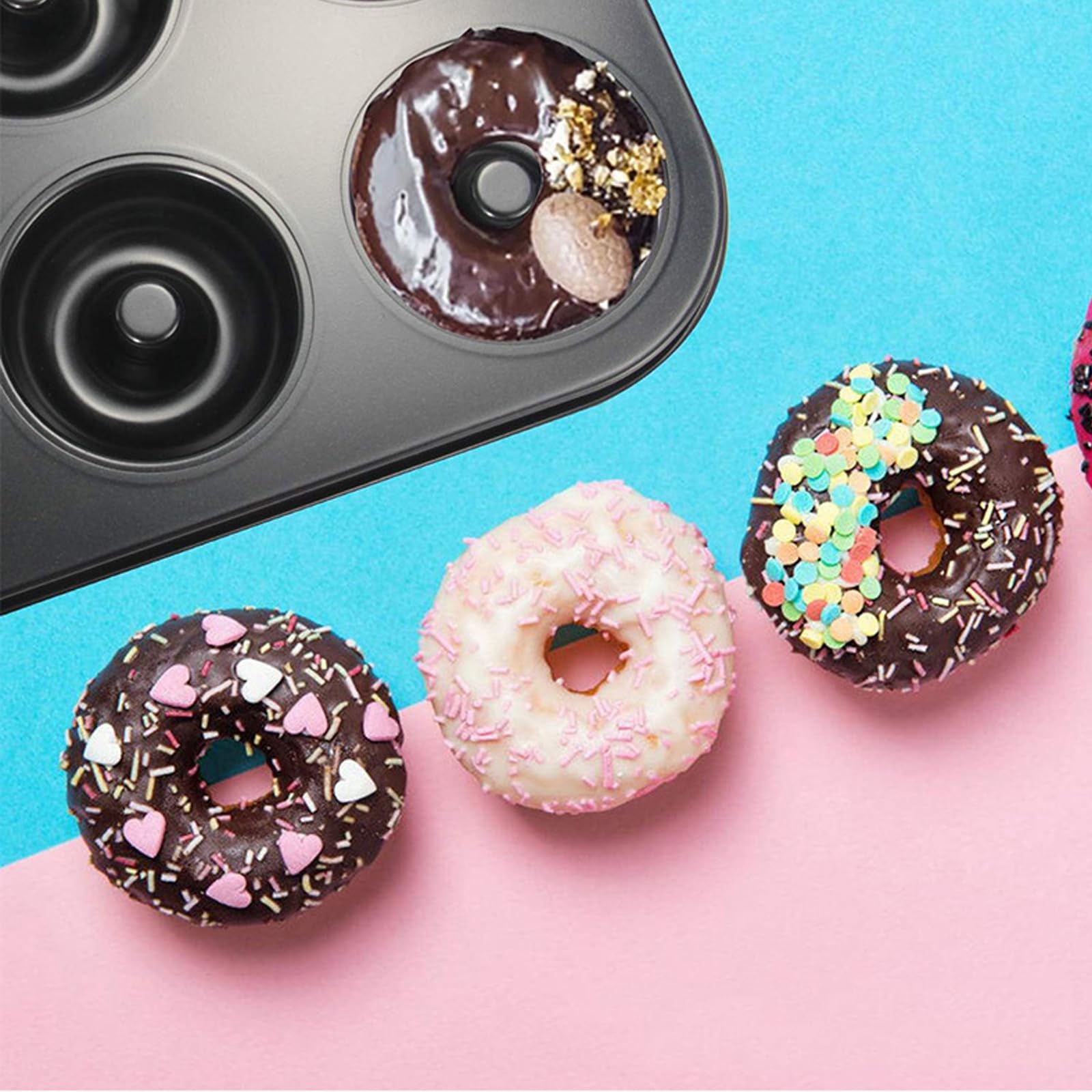 2 Pack Donut Pan,Non-Stick Donut Pan,for Oven Microwave Freezer Safe
