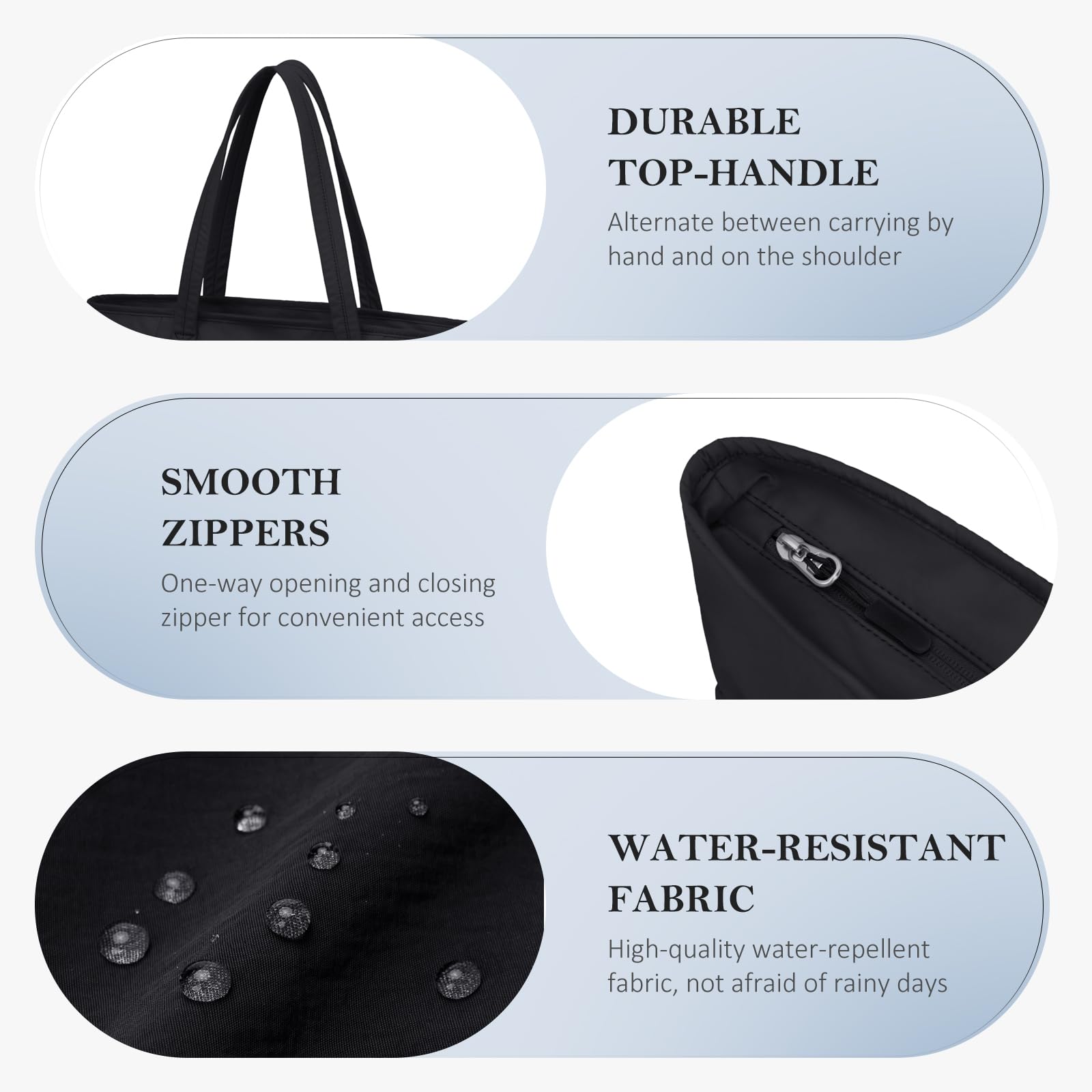 GOLF QUALITY Tote Bag for Women, Work Bags with Zipper Computer Laptop Handbag with Compartments for Travel, Daily,Fit 14Inch,Black