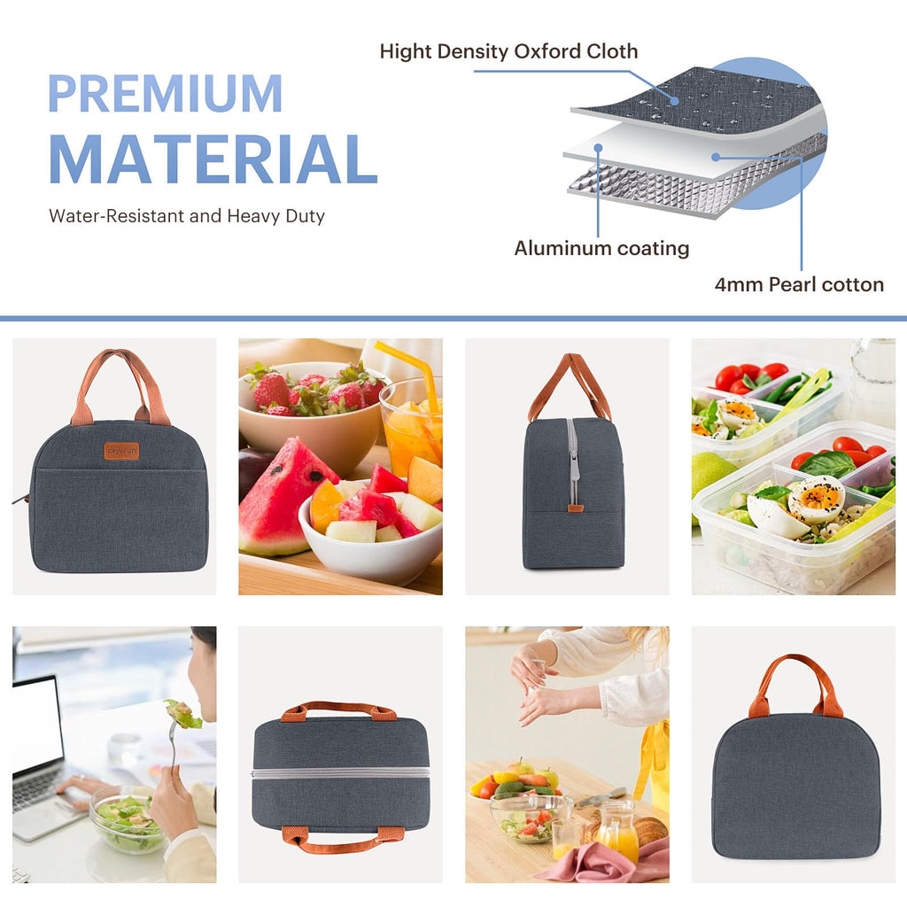 Lunch Bag for Women & Men Adult Insulated Lunch Box, Small Leakproof Cooler Food Lunch Containers Reusable High Capacity Lunch Tote Bags for Work, Travel, Outdoor
