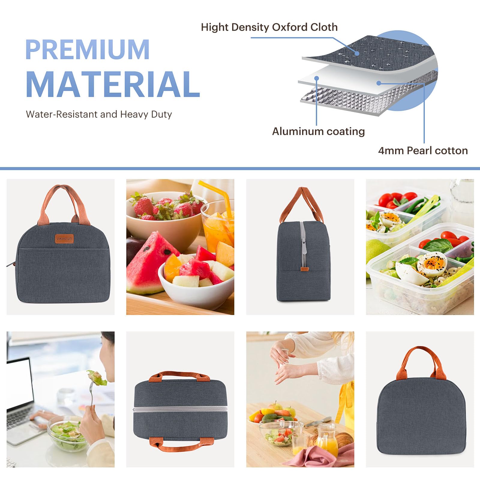 Lunch Bag for Women & Men Adult Insulated Lunch Box, Small Leakproof Cooler Food Lunch Containers Reusable High Capacity Lunch Tote Bags for Work, Travel, Outdoor