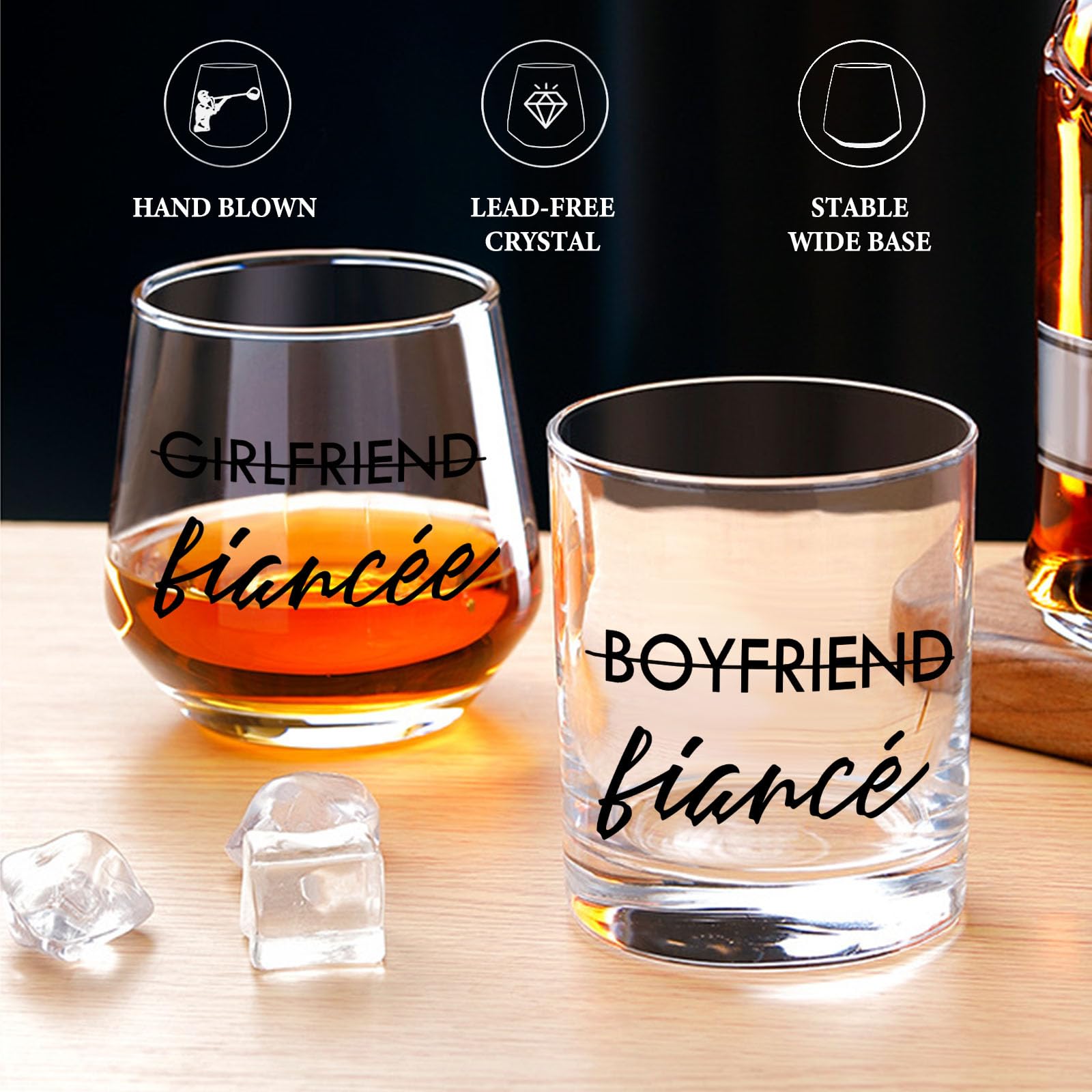 Engagement Gifts for Couples Gifts for Newly Engaged Couples Fiancee Fiance Gifts for Her and Him Whiskey Wine Glasses Bride to Be Fiance Gifts for Women Engagement Party Decorations