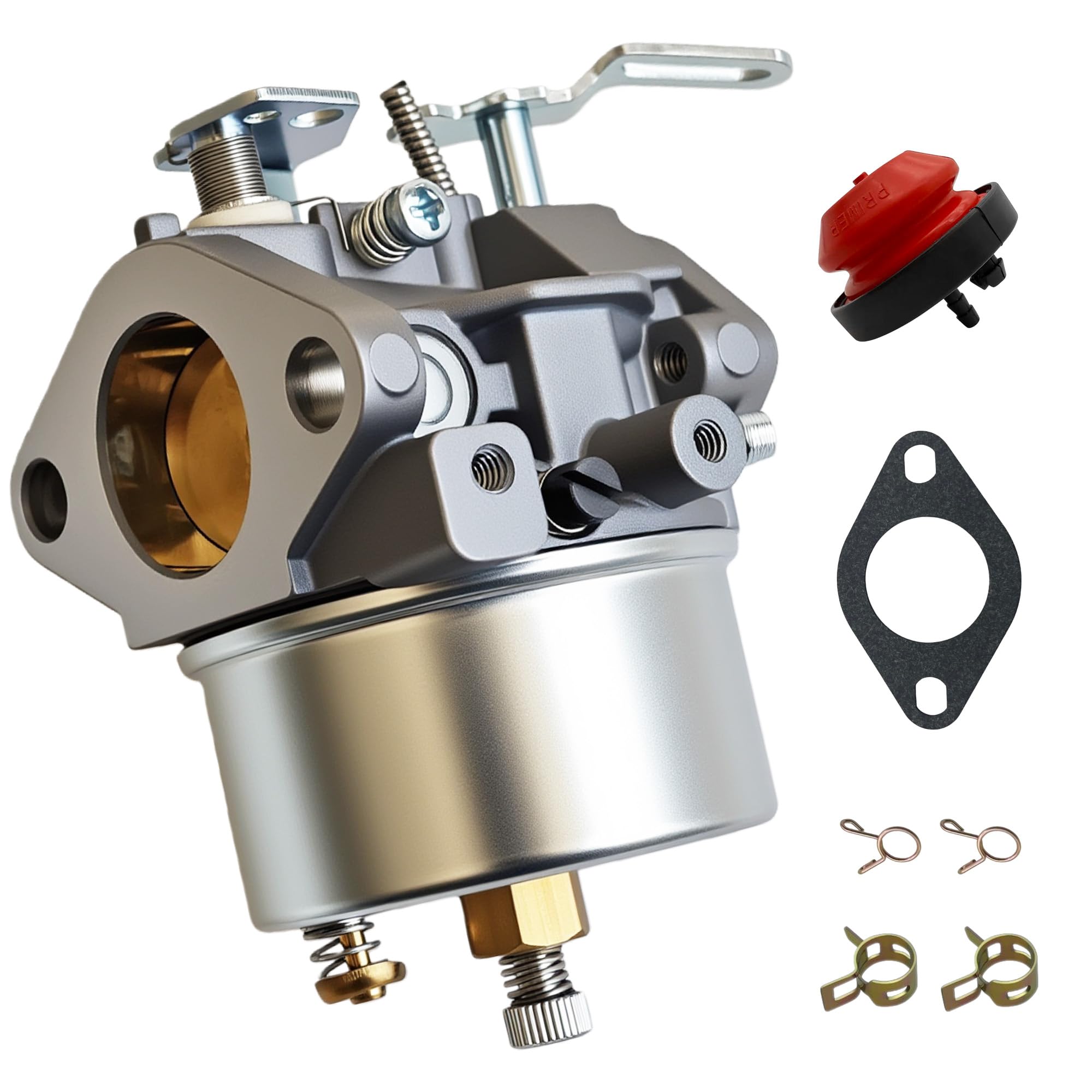 Strongthium Carburetor for Tecumseh 640052 640349 640054 640058 640058A HMSK80 HMSK90 LH318SA LH358SA Adjustable Carb 8HP 9HP 10HP Snowblower Generator Chipper Shredder & Primer Bulb