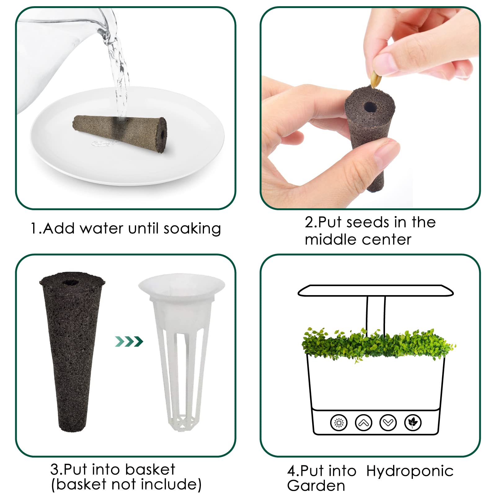 PACETAP 50 Pack Bulk Grow Sponges Compatible with AeroGarden Pod, Refill Replacement Growth Sponges for Hydroponic Indoor Garden System