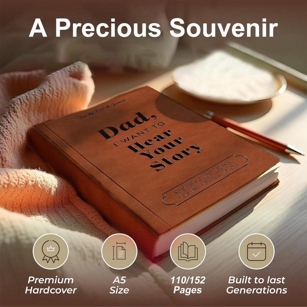 Mom, Dad, I Want to Hear Your Story, a Precious Parent Gift. Premium Leather-Bound, Durable Hardback, More Than a Journal, a Timeless Keepsake Preserving Their Stories for Years