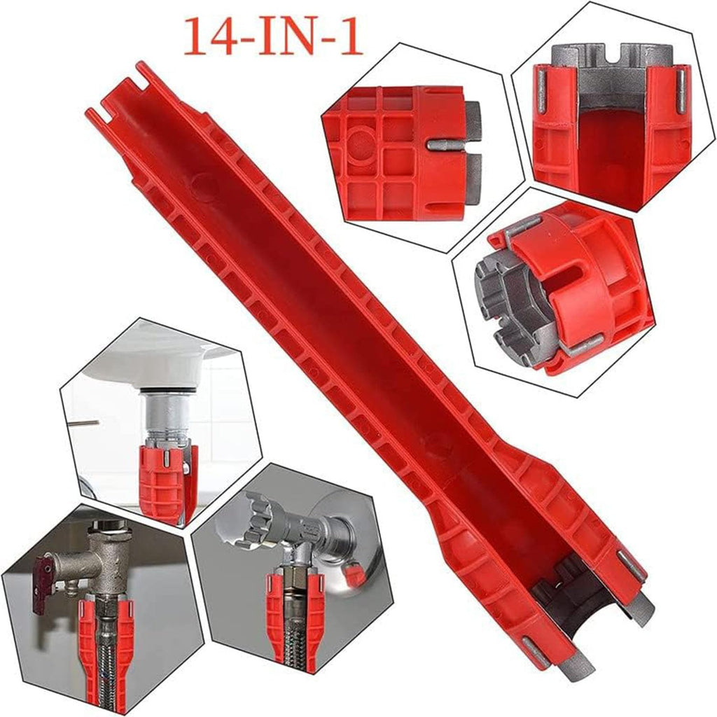 14-in-1 Basin Wrench, Faucet and Sink Wrench Installer Tool, Sink Faucet Wrench, Multi-functional Plumbing Repairs, Drain Removal Nut for Toilet, Bowl, Bathroom