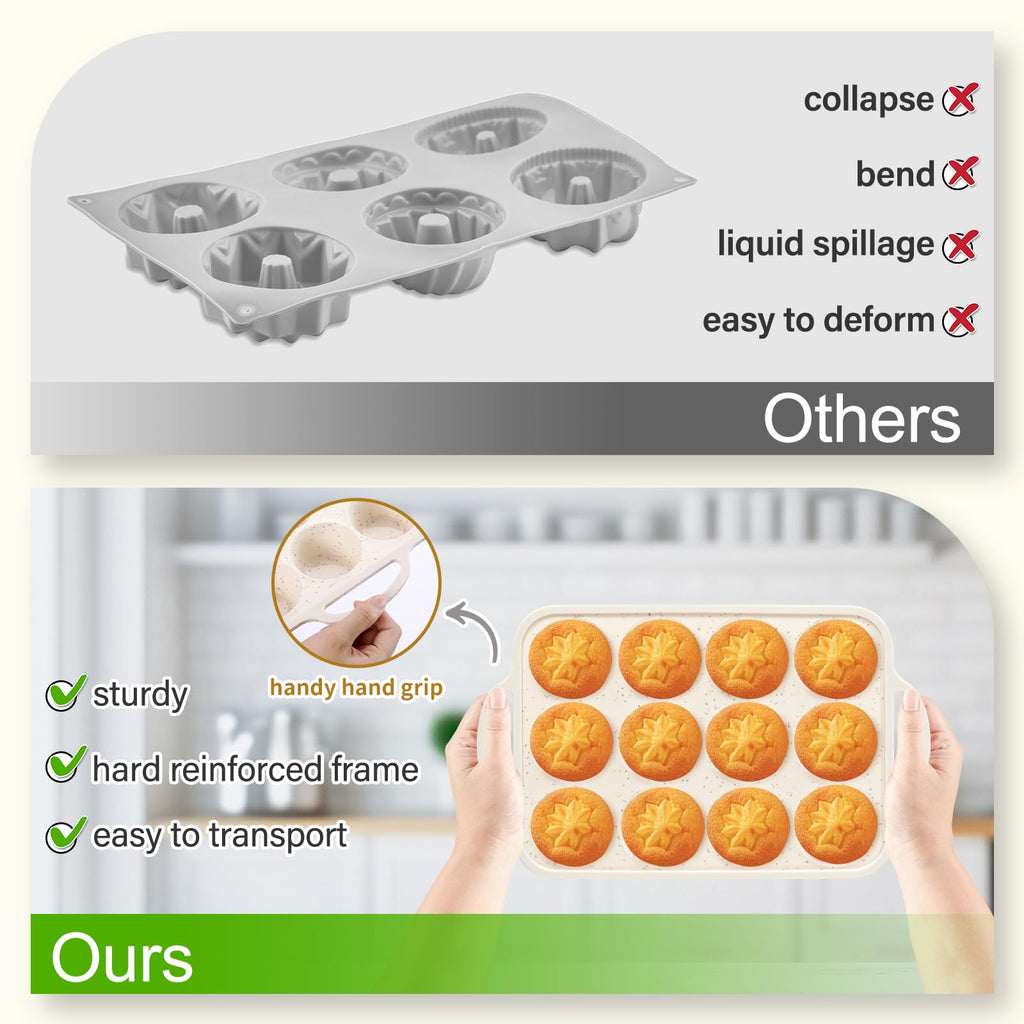 Silicone Muffin Tray(2-Pack) – Premium Heavy-Duty Silicone 12-Cup Muffin Pan for Baking, Non-Toxic,Nonstick & Easy Clean, Food Grade Cupcake Molds for Oven, Freezer & Dishwasher Safe